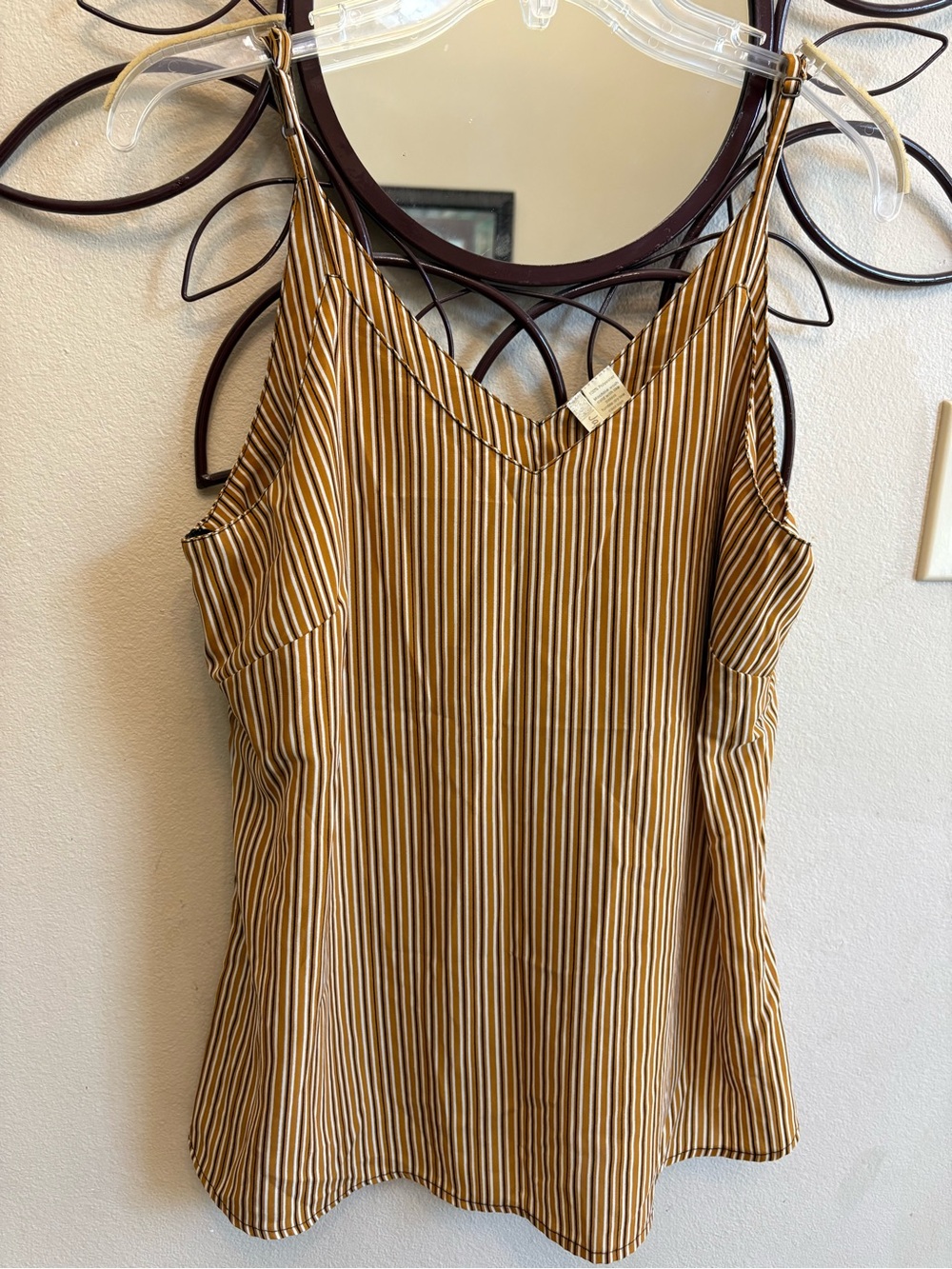 Japna Mustard and Black Striped V-Neck Cami